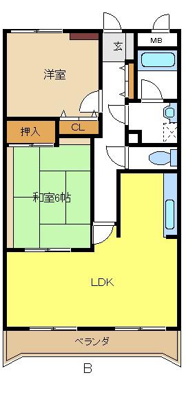 スカイコート21(2LDK/2階)の間取り写真