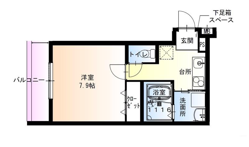 フジパレス鴻池新田駅北(1K/1階)の間取り写真