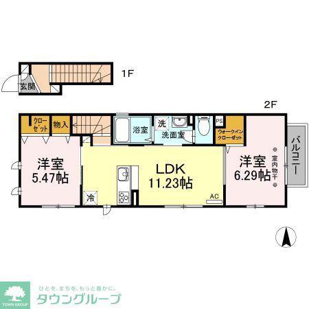 NT HOUSE(2LDK/2階)の間取り写真
