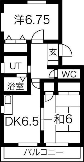 エクレールM(2DK/1階)の間取り写真