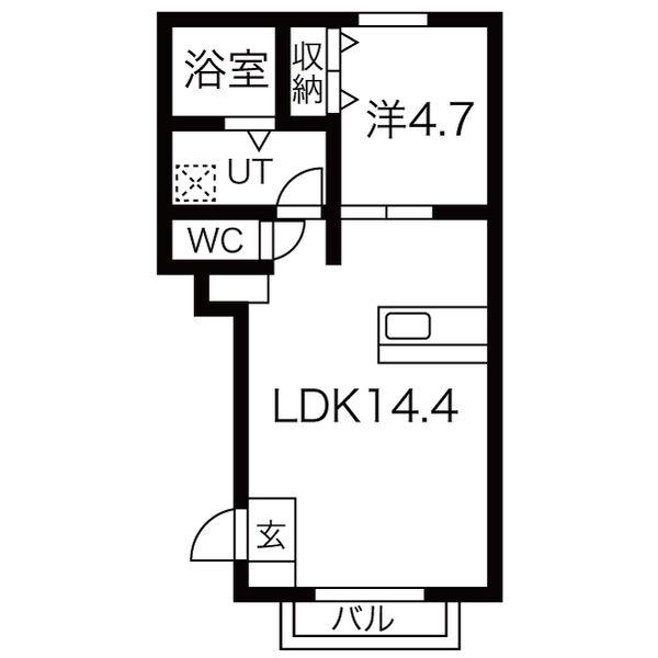 ハレルヤ サチ(1LDK/1階)の間取り写真