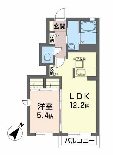 サンヴィスタ(1LDK/1階)の間取り写真