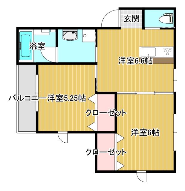 リバーサイド月(2DK/3階)の間取り写真
