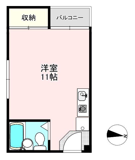 アマデウス福知山(ワンルーム/2階)の間取り写真