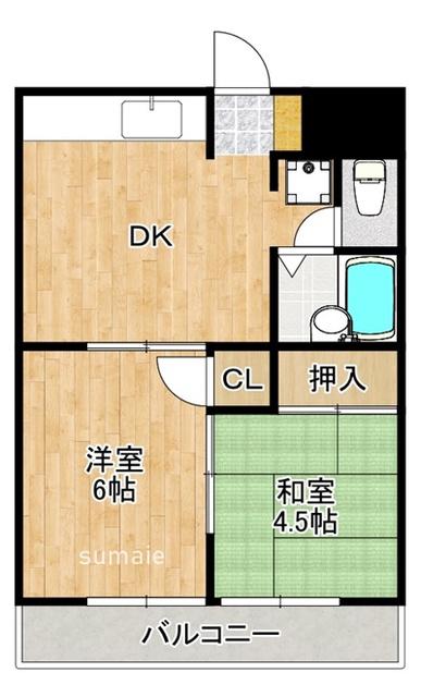 ル・ブランシェ(2DK/2階)の間取り写真
