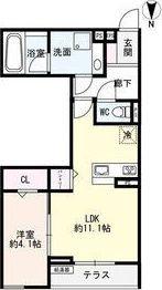 LUVITA新福寺町(1LDK/1階)の間取り写真