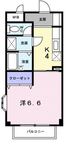 カーザ・モラエス(1K/2階)の間取り写真