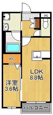 プレステージ熊谷(1LDK/3階)の間取り写真