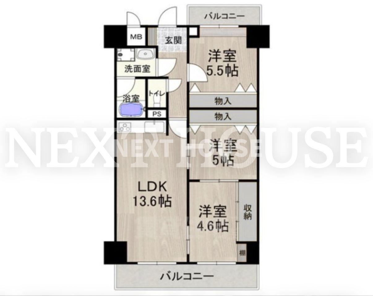 パークモダン住之江公園(3LDK/1階)の間取り写真