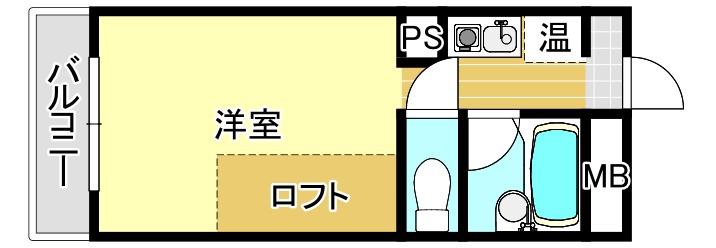 ビバリーハウス西新B(ワンルーム/2階)の間取り写真