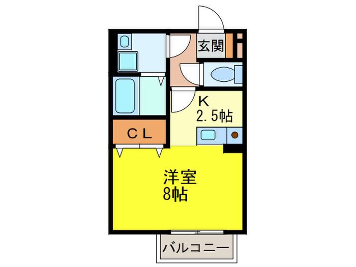 シェルズレイク日根野B(ワンルーム/2階)の間取り写真