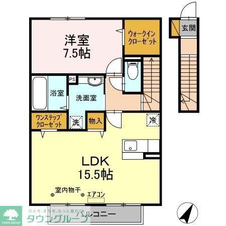 サリジエ A棟(1LDK/2階)の間取り写真