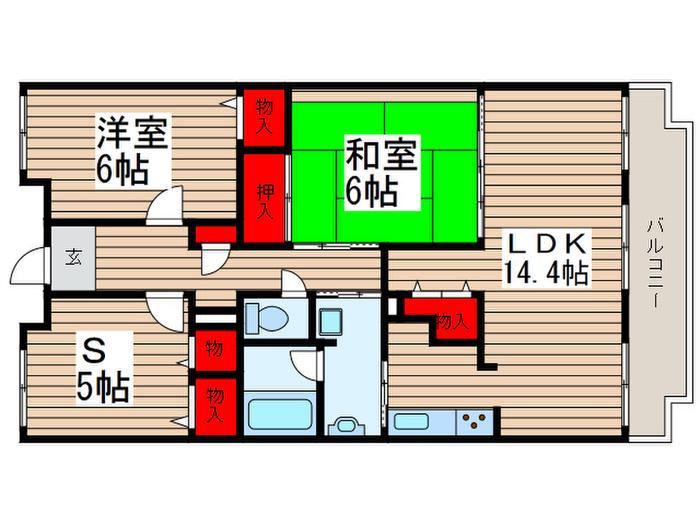 LEO拾八番館(2SLDK/4階)の間取り写真
