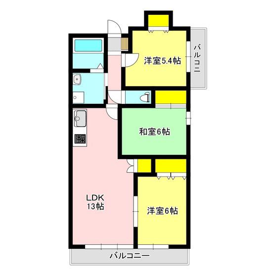 テレス ハラ(3LDK/5階)の間取り写真