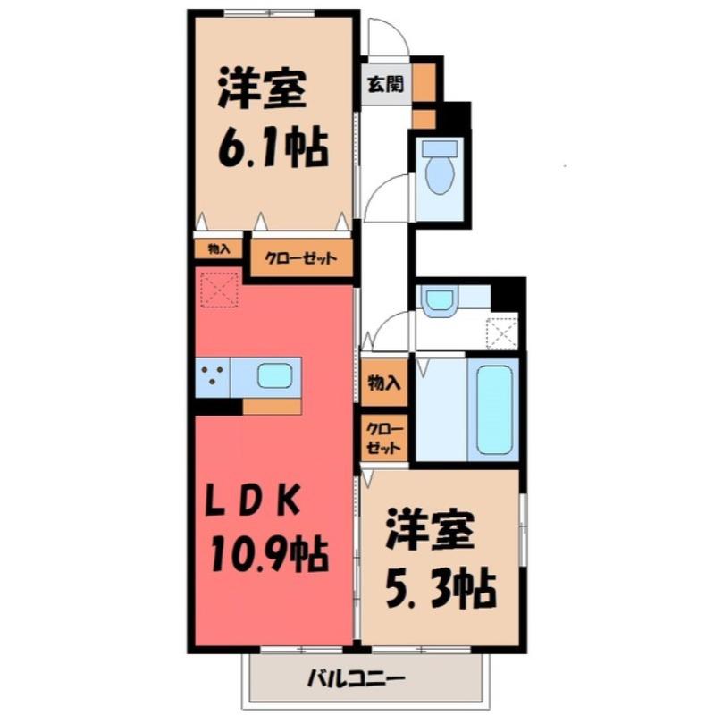 ソレイユ(2LDK/1階)の間取り写真