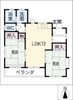 コーポ武田(2LDK/2階)の間取り写真