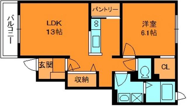フリーデB(1LDK/1階)の間取り写真