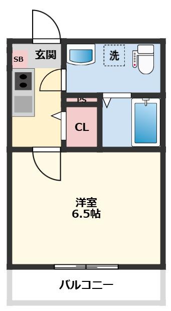 ソルロス船橋(1K/3階)の間取り写真
