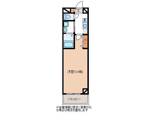 ハンプトンコート(1K/1階)の間取り写真