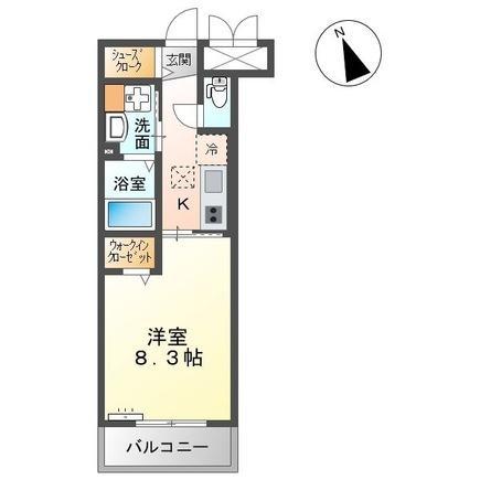 リゾーマおゆみ野(1K/1階)の間取り写真