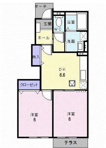 グレースなごみB(2DK/1階)の間取り写真