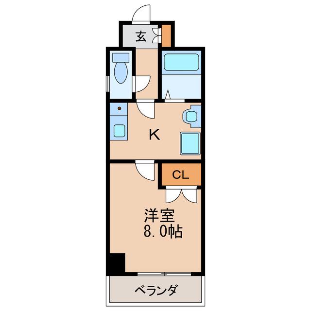 グランデ泉(1K/4階)の間取り写真