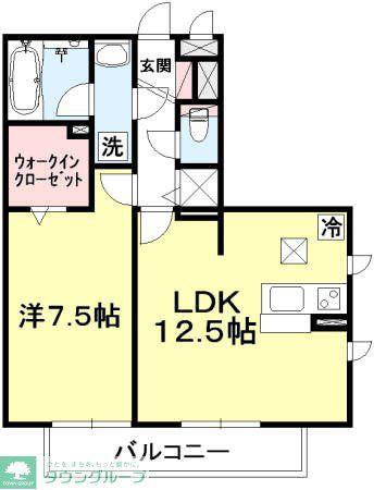 コモレビ大蔵F棟(2LDK/1階)の間取り写真