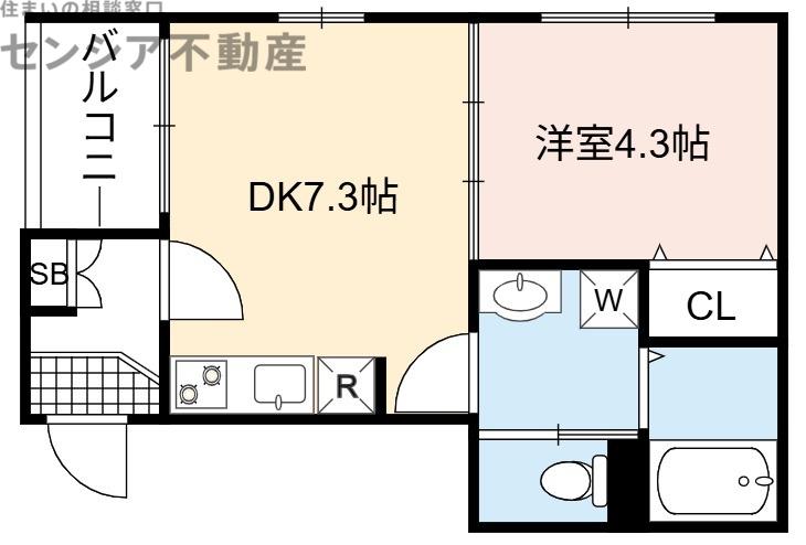 グランメゾン森ノ宮(1DK/3階)の間取り写真