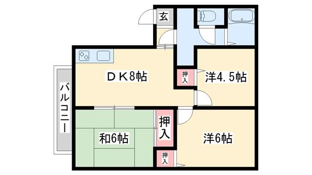 グランドゥール殿元(3DK/1階)の間取り写真