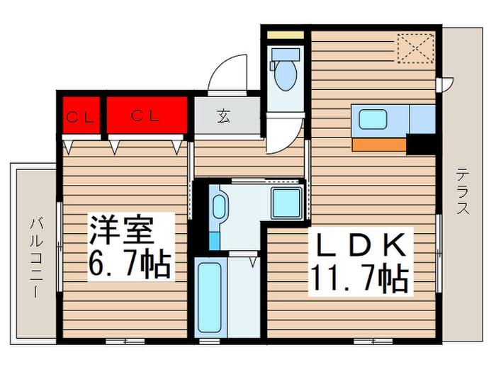 ロイヤルティアラVI(1LDK/1階)の間取り写真