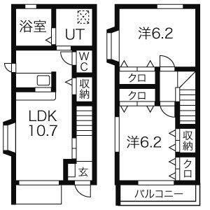 ミヨハウス(2LDK/1階)の間取り写真