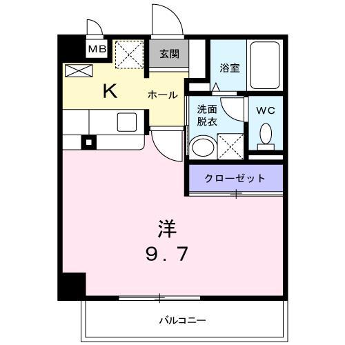 フリーデ中央1番館(1K/4階)の間取り写真
