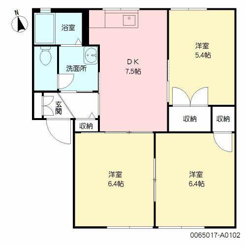 クレスコート関園 A棟(3DK/1階)の間取り写真