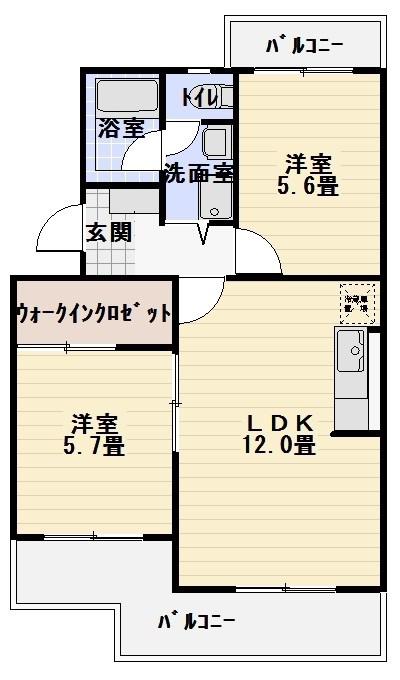 マンションエタニティーII(2LDK/2階)の間取り写真