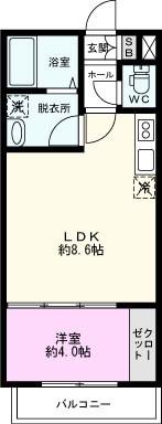 メゾン・ドゥ・アッシュ越谷(1LDK/2階)の間取り写真