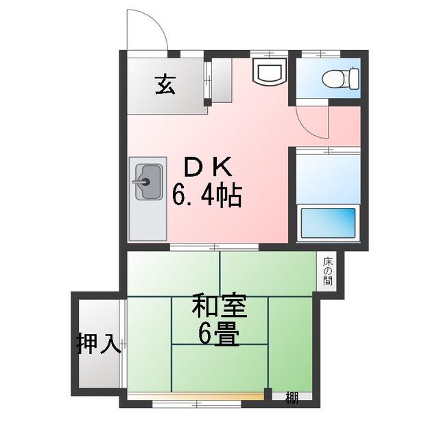 コーポ原田(1DK/2階)の間取り写真