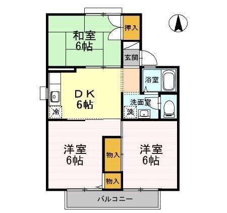 セジュール沢村 A棟(3DK/2階)の間取り写真