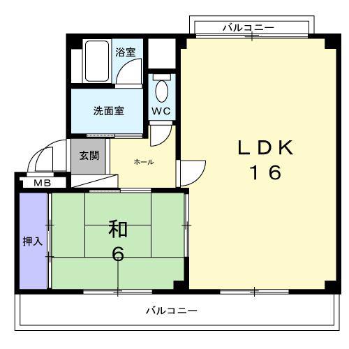 グリーンヒルやました(1LDK/3階)の間取り写真