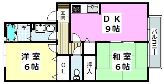 ドミールシャルマン(2DK/2階)の間取り写真