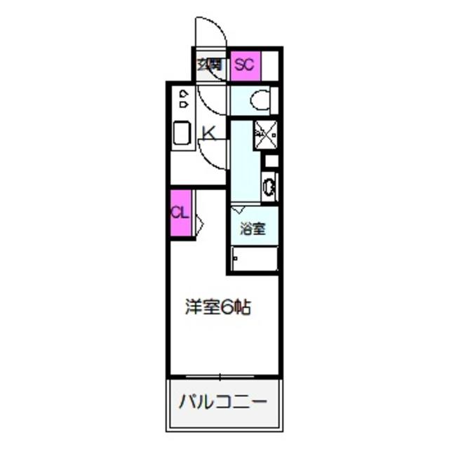 エスリード大阪イーストエッジ(1K/6階)の間取り写真