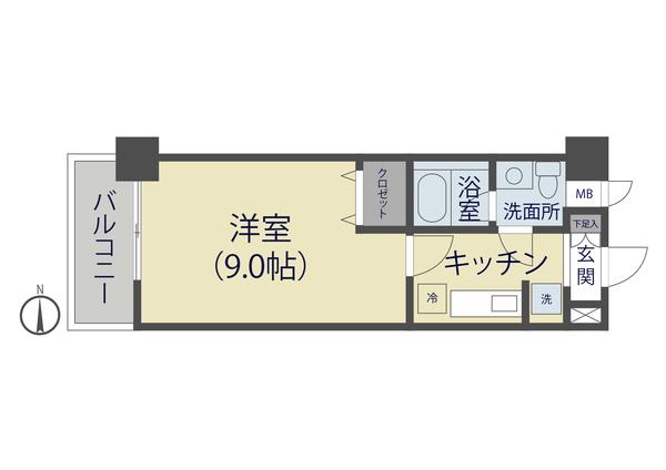 BAU HAUS(1K/6階)の間取り写真