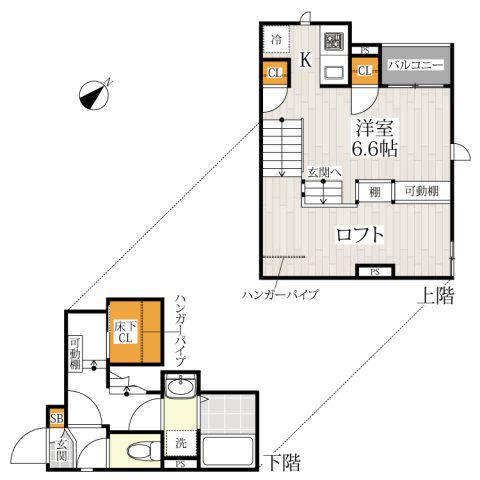 CB箱崎フレーシア(1K/2階)の間取り写真