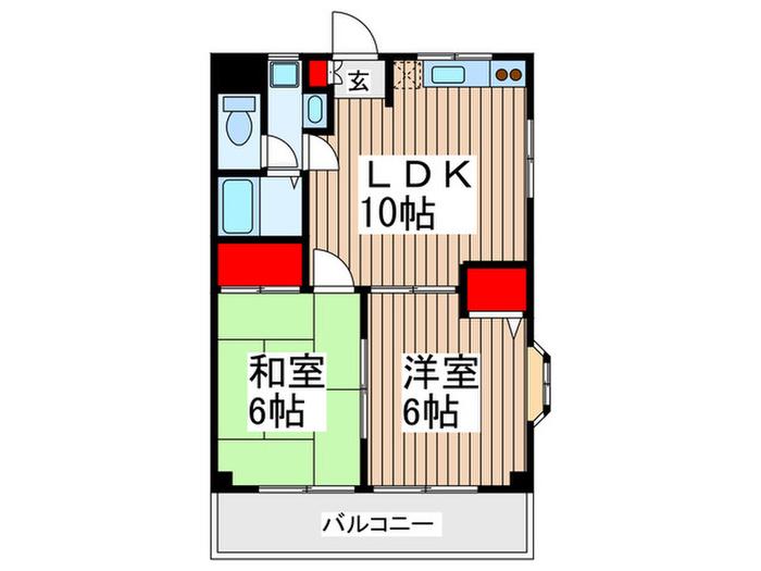 メゾンヤナセ(2LDK/2階)の間取り写真