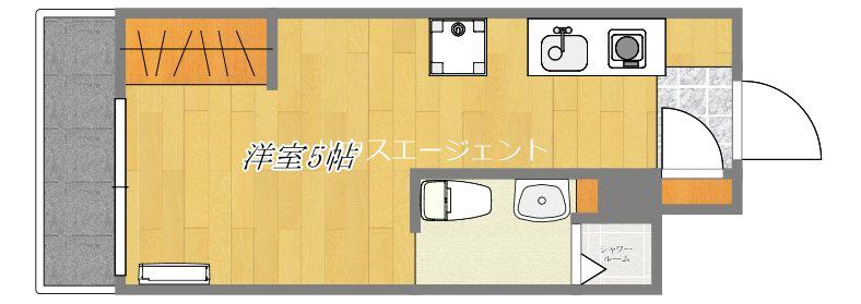 フローラ5(ワンルーム/1階)の間取り写真