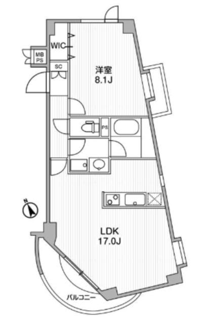 コーナーハウス(1LDK/2階)の間取り写真