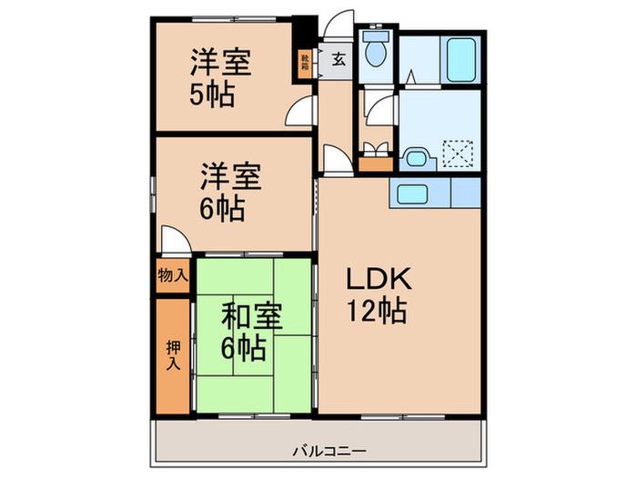 七福マンション(3LDK/2階)の間取り写真