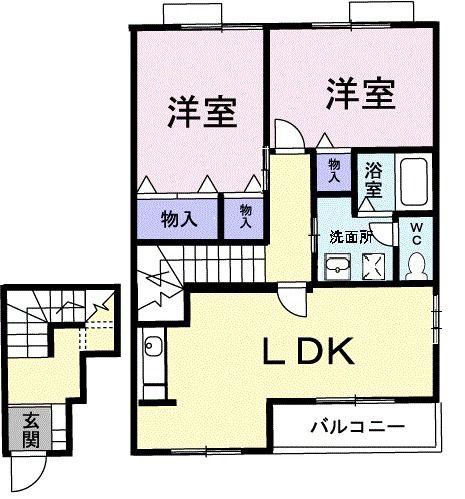O&Kレジデンス B(2LDK/2階)の間取り写真