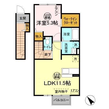 グラマードマレVIII A(1LDK/2階)の間取り写真