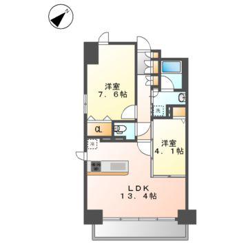 シーズンフラッツ本郷(2LDK/13階)の間取り写真