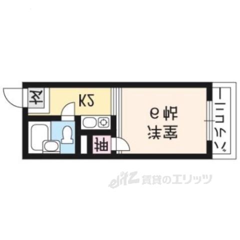 ユニメント桂翠(1K/2階)の間取り写真